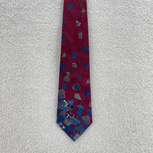 Vintage Gucci Tie Mens Red Blue Abstract 90s Casino Preppy Geometric Office - Picture 1 of 5
