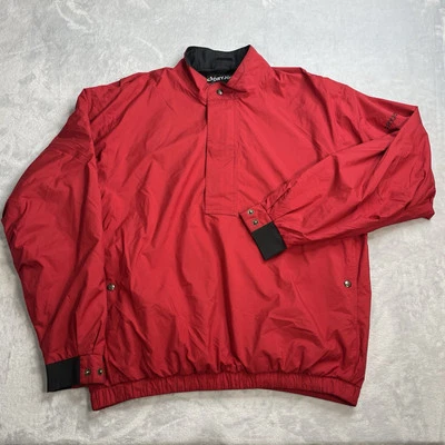 FootJoy DryJoy Golf Jacket Men M Red Black 1/2 Half Zip Waterproof Pullover Rain - Image 1 of 4