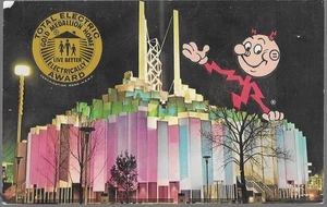 New York Worlds Fair 1964 Tower of Light Postcard Reddy Kilowatt electric light - Picture 1 of 2
