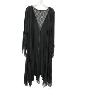 POL Duster Women’s Medium Gray Crochet Lagenlook Fairy Whimsical Boho Cowgirl - Picture 1 of 6