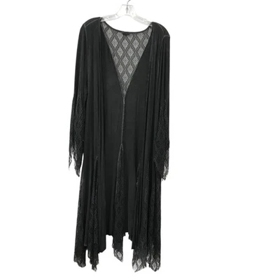 POL Duster 女式中号灰色钩针 Lagenlook 童话异想天开的波西米亚女牛仔 — 第 1/4 张图片