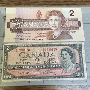 1986 / 1954 Modified Canadian $2 Bill Lot Of 2 - Picture 1 of 2