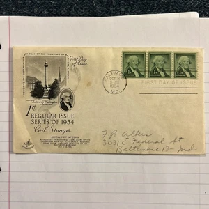 US FDC #1054 Artcraft M-5 1954 MD George Washington Liberty Series  - Picture 1 of 5