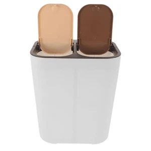 Cestino Di Plastica Ufficio Contenitore Immondizia Doppia Cucina Pattumiera - Foto 1 di 12