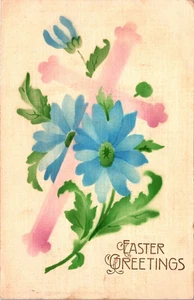 AK Ostergrüße lila Kreuz Blumen Seide? Posted 1911 - Bild 1 von 2