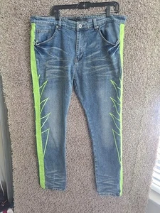 Vie + Riche Paris BEMALTE gestreifte Jeanshose 36 Zoll - Bild 1 von 11