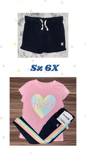 Girls (3pc) Hurley Pink T-Shirt, Black Shorts & Black Leggings Bundle Sz/ 6X - Picture 1 of 8