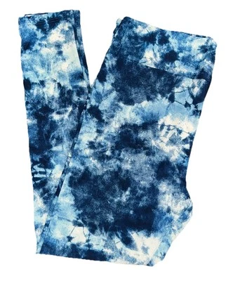 TC Lularoe Leggings Denim Tie Dye Blue White Ocean Navy Size 12-18 NEW 251963 - Image 1 of 4