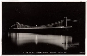 CAERNARVONSHIRE - CONWAY,  TELFORD'S BRIDGE, REAL PHTO BY A.W. HUTTON C.32 - Picture 1 of 2