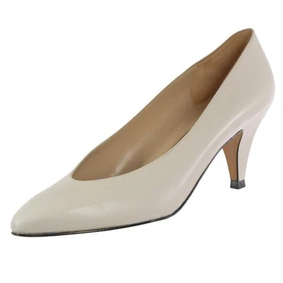 NUEVO MAGIK by AMALFI 'Monica' Zapatos de salón Tacones Vintage Cuero Blanco Talla 8 B ITALIA Foto 1 de 4