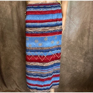 New Look Vintage 90s Boho Striped Faux Wrap Maxi Skirt Multicolor Women's XL - Picture 1 of 8