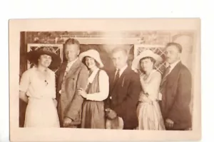 Vintage RPPC American 6 Men And Women Nice Clothes, Hat AZO 1918-1930 Real Photo - Bild 1 von 2