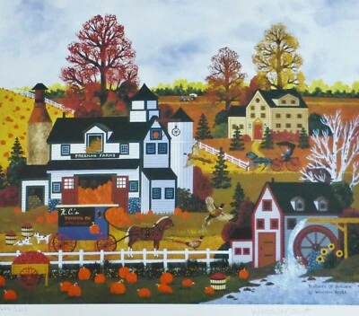 Jane Wooster Scott 秋季纹理手工签名编号平版画秋季艺术 — 第 1/4 张图片