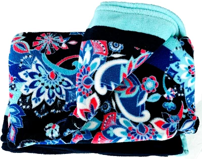 💕Vera Bradley Diseño Raro Felpa Tiro Polar Manta Azul Turquesa 83" x 51" Foto 1 de 4