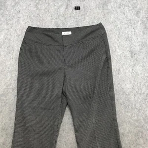 Elle Pants Womens Size 14 Black White Dot Straight Leg Hook And Eye Stretchy - Picture 1 of 12