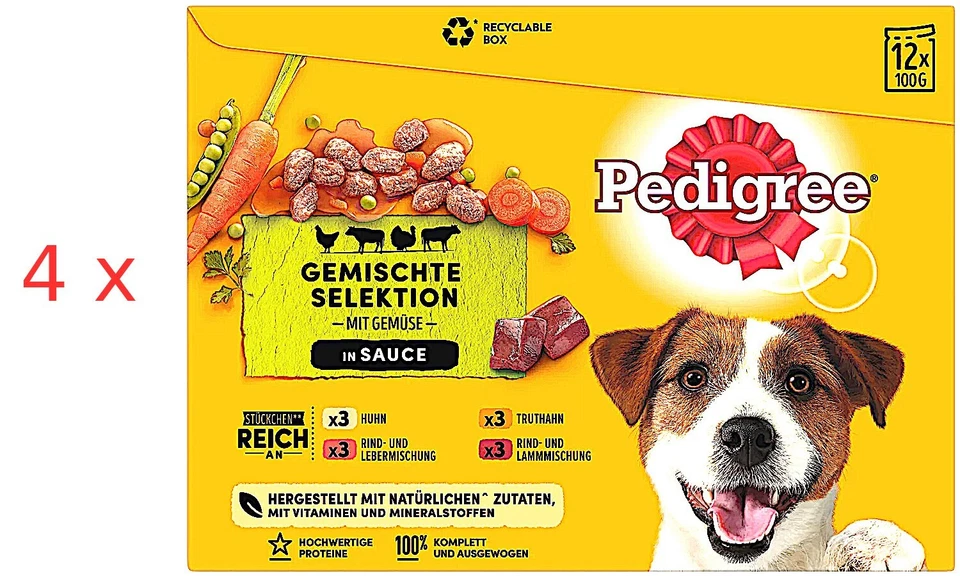 (€ 6,24 /kg) Pedigree Gemischte Selektion in Sauce Hundefutter 48 Beutel x 100 g - Bild 1 von 1