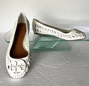 Tory Burch Chelsea Ballerinas weiß geflochtenes Leder US 7 - Bild 1 von 11