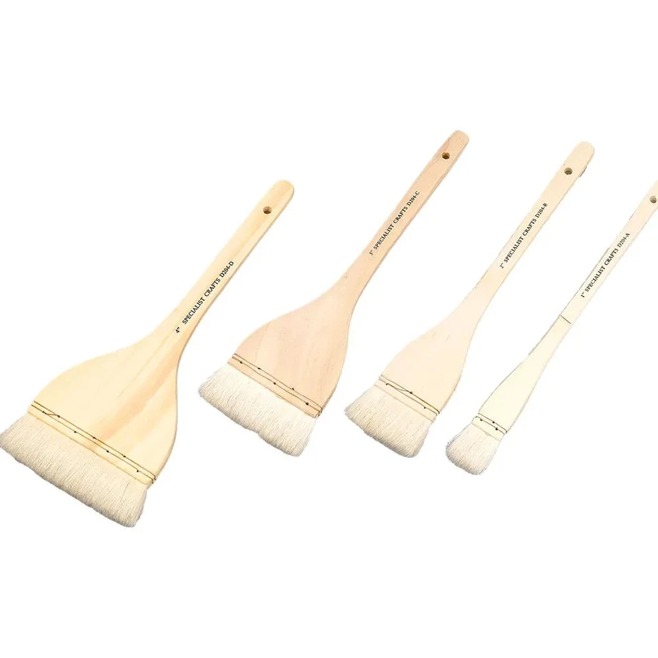SPECIALIST CRAFTS POTTERY CLAY HAKE WASH BRUSH 4PC SET 100mm-75mm-50mm-25mm
