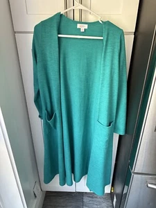 LuLaRoe Womens Sarah Cardigan Sweater Sz S Green Open Front Long - Picture 1 of 3
