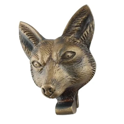 Ancien Fait à la Main Fox Visage Fer Porte Heurtoir Cloche Pour Décoration - Photo 1/4