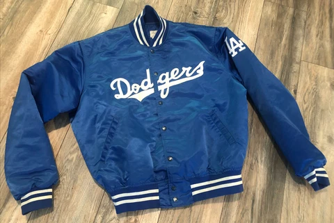 VTG 80's Team Issued Los Angeles Dodgers MLB Script Logo Satin Jacket Men’s XL Cover