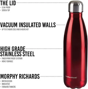 Morphy Richards Equip 970374 Red Stainless Steel 500ml Sport Bottle - Picture 1 of 2
