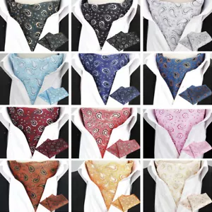 Cravatta uomo Paisley floreale cravatta ascot set matrimonio festa tasca quadrata lotto - Foto 1 di 13