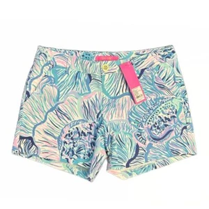 Lilly Pulitzer Tropical Print Shorts Ocean Shell Pattern Mid Rise Size 2 NWT - Picture 1 of 10