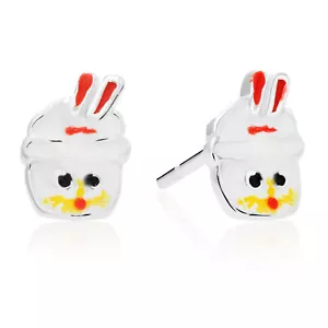 925 Sterlingsilber Baby Hase Cupcake Emaille Schläfer Ohrstecker Pushback - Bild 1 von 4
