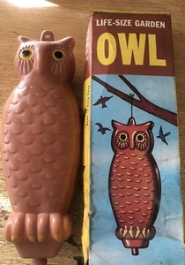 Life-Size Garden Owl Plastic Outside Brown Hanging 9” Hong Kong 60s-70s - Picture 1 of 3