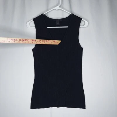 Camiseta sin mangas The Limited de colección tejida acanalada para mujer grande negra elástica cuello en V años 90 nailon Foto 1 de 4