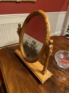 Vintage Solid Pine Freestanding Tilting Dressing Table Mirror - Picture 1 of 3