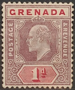Grenada KEVII 1902 1d Dull Purple & Carmine Wmk. Crown CA Mint sg 58 - Picture 1 of 2