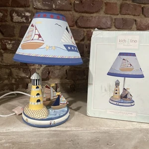 Kids Line Lamp Base & Shade Kids Bedroom Nursery Cape Cod Sailboat Lighthouse - Picture 1 of 7