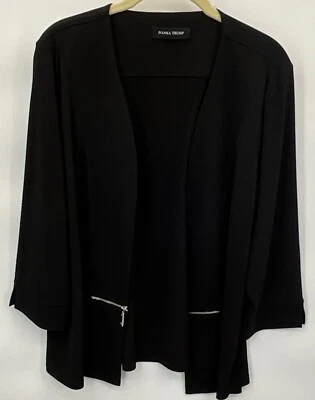 Ivanka Trump 大号黑色开襟开衫夹克拉链口袋 — 第 1/4 张图片