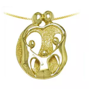 Loving Family Necklace 14K Yellow GOLD 2 Parents & 3 Children Pendant Moms Jewel - Picture 1 of 5