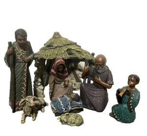 10 Estatuillas de Belén Parastone Enesco Negras De Colección Establo María José Jesús - Imagen 1 de 12