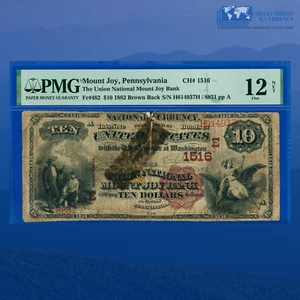 1882 BB $10 Union National MOUNT JOY BANK, PA, Charter #1516, PMG 12 - Picture 1 of 3