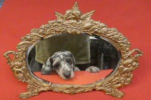 Antike viktorianische Gusseisen vergoldet Waschtisch Kommode Spiegel Cherubs 16" x 13" groß - Bild 1 von 9