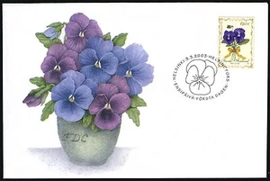 Finland FDC 2003 Easter, Flower, Pansy Violet, Mint - Picture 1 of 1