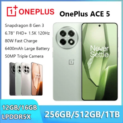 Original OnePlus Ace 5 5G Snapdragon 8 Gen 3 NFC 120Hz 50MP 80W 6400mAh 16GB+1TB - Image 1 of 4
