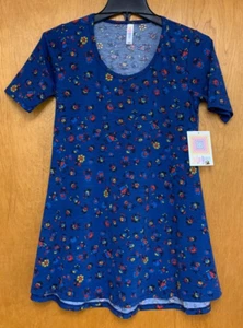 NUEVO Lularoe PERFECT T Mujer XXS Amarillo Rojo Flores Floral Azul Nuevo con Etiquetas - Imagen 1 de 6