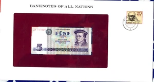Banknotes of All Nations GDR Germany 1975 5 Mark UNC P 27r Replacement ZI 707535 - Picture 1 of 3