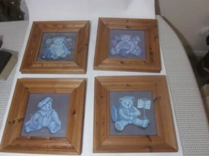 4 solid pine wooden frames thick heavy wall mounted used - Picture 1 of 11