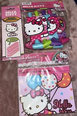 HELLO KITTY SUMINISTROS DE FIESTA PEGATINAS 8 HOJAS INDIVIDUALES, BOLSA DE BOTÍN Y REVENTONES NUEVO Foto 1 de 4
