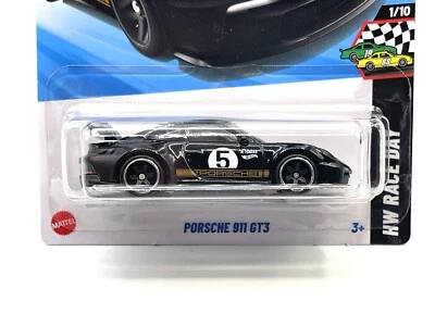 2025 Hot Wheels Porsche 911 GT3 (black) #74 SUPER CUSTOM WHEEL SWAP by AEB - Image 1 of 4