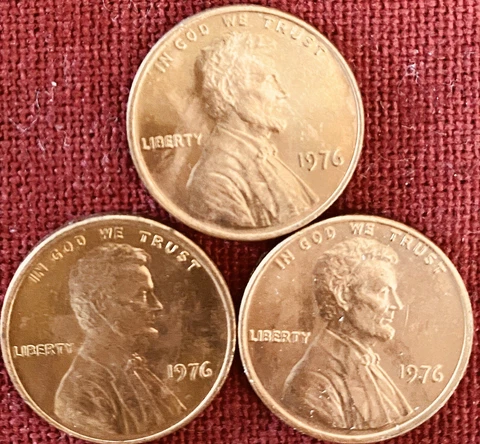 1976 P Lincoln Memorial Cent (BU) Brilliant Uncirculated US Coins - Lot Of 3 Cover