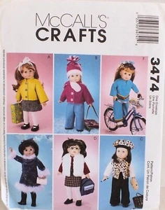 Patrón de ropa de muñeca de 18 pulgadas McCall's #M3474 NUEVO 6 conjuntos completos - Imagen 1 de 1