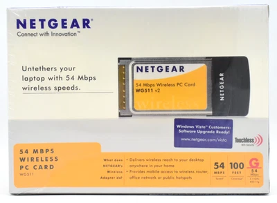 Netgear 54 MBPS Wireless PC Card WG511 v2 WG511VCNA 2.4Ghz 802.11g WiFi - Image 1 of 4