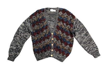 Vintage Bachrach Cardigan Mens L Hand Knit Cosby Style Sweater Oversized Slouchy - Image 1 of 4